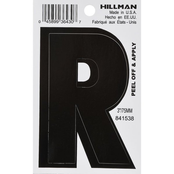 Hillman 3 in. Black Vinyl Self-Adhesive Letter R 1 pc, 6PK 841538